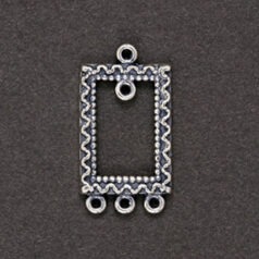 Pendant, JBB Rectangle Open Frame Pendant w/ith loops, 19x12mm in Antique Sterling Silver .925