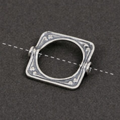JBB Square Bead Frame, 16x15mm in Antique Sterling Silver .925