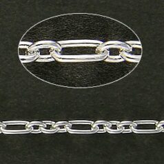 Chain, sterling silver, 5mm & 3mm cable link