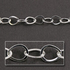 Chain, Flat Drop Link 10x8mm with 0.6mm wire in Sterling Silver .925