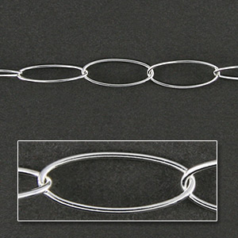 Chain, Oval Chain 17x7mm Link with 0.8mm wire in Sterling Silver .925
