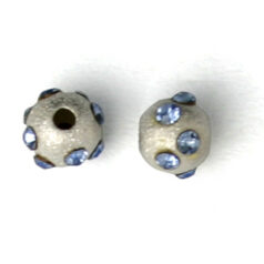 Bead, Sterling Silver 4mm Round in Satin Finish with Crystal in Light Sapphire (Hole Size 1mm)