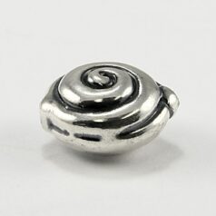 Bead, B&B Benbassat Sterling Silver 14x16mm Hollow Puffy Disc with Swirl Pattern (Hole Size 0.5mm)
