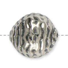 Bead, B&B Benbassat Sterling Silver 14x15mm Light Weight Round Bead in Antique Silver Finish  (Hole Size 0.75mm)