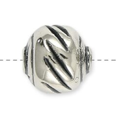 Bead, B&B Benbassat Sterling Silver 11mm Light Weight Round Bead with Swirl Design, Light Weight (Hole Size 1mm)