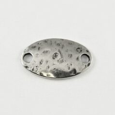 Link, B&B Benbassat Flat Oval Connector with Hammered Finish 13x8mm (Hole Size 1mm) in Sterling Silver .925