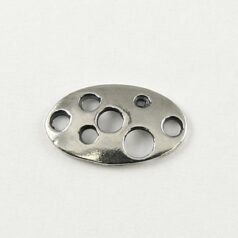 Link, B&B Benbassat Flat Oval with Cluster of Holes 14x9mm in Shiny Silver .925 (Hole Size 1mm)