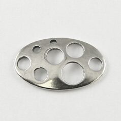 Link, B&B Benbassat Flat Oval with Cluster of Holes 18x11mm in Shiny Silver .925 (Hole Size 1mm)