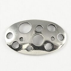 Link, B&B Benbassat Flat Oval with Cluster of Holes 25x15mm in Shiny Silver .925 (Hole Size 1mm)
