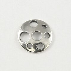 Link or Bead Cap, B&B Benbassat 9mm Round Connector with Holes in Sterling Silver .925 (Hole Size 1mm)