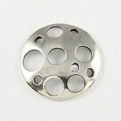 Link or Bead Cap, B&B Benbassat 15mm Round Connector with Holes in Sterling Silver .925 (Hole Size 1mm)