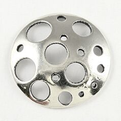 Link or Bead Cap, B&B Benbassat 21mm Round Connector with Holes in Sterling Silver .925 (Hole Size 1mm)