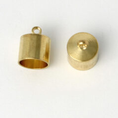 End Cap,  End Cap with Loop (9mm length, 9mm diameter) holesize: 8.5mm - Gold Plated Brass