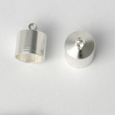 End Cap,  End Cap with Loop (9mm length, 9mm diameter) holesize: 8.5mm - Silver Plated Brass