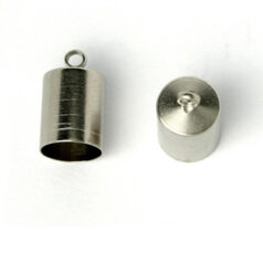 End Cap,  End Cap with Loop (9mm length, 7mm diameter) holesize: 6.5mm - Nickel Plated Brass