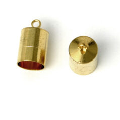 End Cap,  End Cap with Loop (9mm length, 7mm diameter) holesize: 6.5mm - Gold Plated Brass
