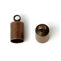 End Cap,  End Cap with Loop (7mm length, 5mm diameter) holesize: 4.5mm - Antique Copper Plated Brass