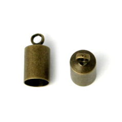 End Cap,  End Cap with Loop (7mm length, 5mm diameter) holesize: 4.5mm - Antique Bronze Plated Brass