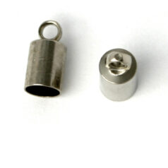 End Cap,  End Cap with Loop (6mm length, 4mm diameter) Loop hole size: 0.75mm - Nickel Plated Brass