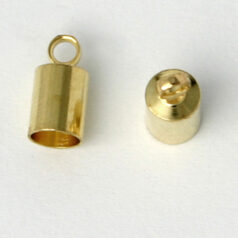 End Cap,  End Cap with Loop (6mm length, 4mm diameter) Loop hole size: 0.75mm - Gold Plated Brass