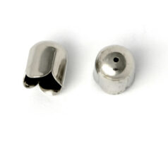 End Cap, End Cap for Cord End with Scallop design (10mm length, 9mm diameter) holesize: 0.75mm - Nickel Plated Brass