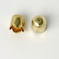 End Cap, End Cap for Cord End with Scallop design (10mm length, 9mm diameter) holesize: 0.75mm - Gold Plated Brass
