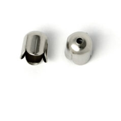 End Cap, End Cap for Cord End with Scallop design (7mm length, 6mm diameter) holesize: 0.75mm - Nickel Plated Brass