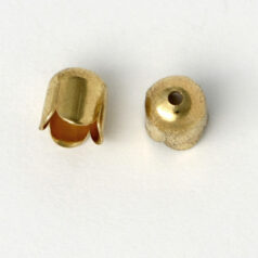 End Cap, End Cap for Cord End with Scallop design (7mm length, 6mm diameter) holesize: 0.75mm - Gold Plated Brass
