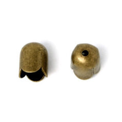 End Cap, End Cap for Cord End with Scallop design (7mm length, 6mm diameter) holesize: 0.75mm - Antique Bronze Plated Brass