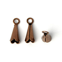 End Cap, 8x4mm Cone End Cap for Card End with Scallop End - Antique Copper Plated Brass
