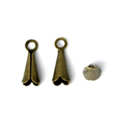 End Cap, 8x4mm Cone End Cap for Card End with Scallop End - Antique Bronze Plated Brass