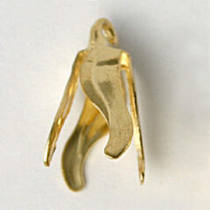 End Cap, 11x6.5mm Cord or Bead End Cap with hole at top and Loop in 4 leaf drops design - Gold Plated Brass