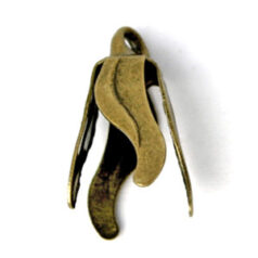 End Cap, 11x6.5mm Cord or Bead End Cap with hole at top and Loop in 4 leaf drops design - Antique Bronze Plated Brass