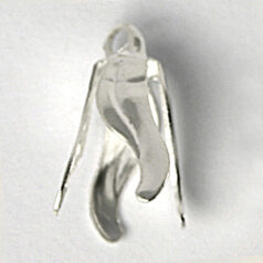 End Cap, 11x6.5mm Cord or Bead End Cap with hole at top and Loop in 4 leaf drops design - Silver Plated Brass