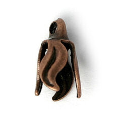 End Cap, 6x4.5mm Cord or Bead End Cap with hole at top and Loop in 4 leaf drops design - Antique Copper Plated Brass