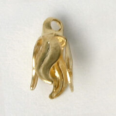 End Cap, 6x4.5mm Cord or Bead End Cap with hole at top and Loop in 4 leaf drops design - Gold Plated Brass