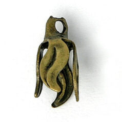 End Cap, 6x4.5mm Cord or Bead End Cap with hole at top and Loop in 4 leaf drops design - Antique Bronze Plated Brass