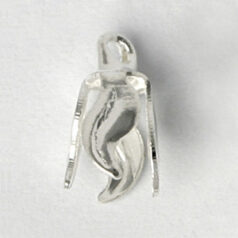 End Cap, 6x4.5mm Cord or Bead End Cap with hole at top and Loop in 4 leaf drops design - Silver Plated Brass