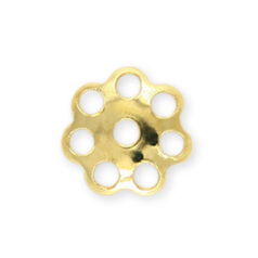 Bead Cap, 6mm Fancy Flower Bead Cap (fits 6-8mm beads) - Gold Plated Brass