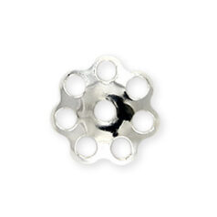 Bead Cap, 6mm Fancy Flower Bead Cap (fits 6-8mm beads) - Silver Plated Brass