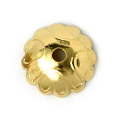 Bead Cap, 7.5x2mm Fancy Flower Bead Cap (fits 8-10mm beads) - Gold Plated Brass