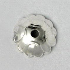 Bead Cap, 7.5x2mm Fancy Flower Bead Cap (fits 8-10mm beads) - Silver Plated Brass