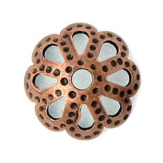 Bead Cap, 8x2.5mm Fancy Round Bead Cap with Cut Out design - Antique Copper Plated Brass