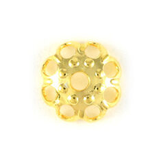 Bead Cap, 5x1.5mm Fancy Round Bead Cap with Cut Out design - Gold Plated Brass