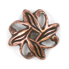 Bead Cap, 9x2mm Bead Cap in pieced leaf pattern (first 9-12mm beads) - Antique Copper Plated Brass