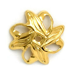 Bead Cap, 9x2mm Bead Cap in pieced leaf pattern (first 9-12mm beads) - 24K Gold  Plated Brass