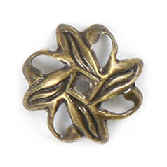 Bead Cap, 9x2mm Bead Cap in pieced leaf pattern (first 9-12mm beads) - Antique Bronze Plated Brass