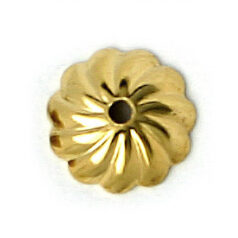 Bead Cap, 7x1.5mm Bead Cap with round swirl pattern (fits 7-10mm beads) - 24K Gold Plated Brass