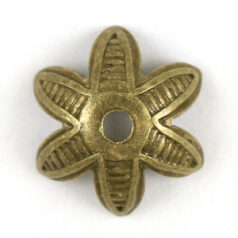 Bead Cap, 7x2.5mm Bead Cap with leaf pattern (fits 7-10mm beads) - Antique Bronze Plated Brass