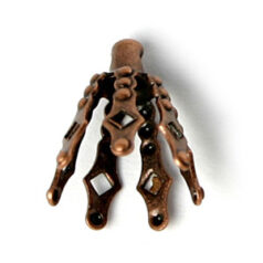 Bead Cap, 9x8mm Bell Shaped Bead Cap with 7 Prongs (fits 6-10mm bead) - Antique Copper Plated Brass